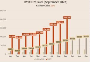 مبيعات شركة BYD 